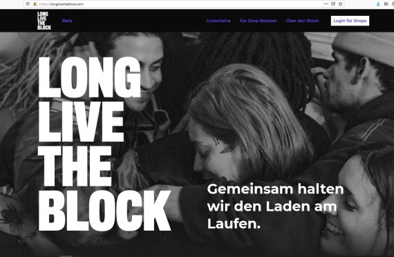 Gemeinsam halten wir den Laden am Laufen: LongLifeTheBlock verkauft Gutscheine von den angeschlossenen Händlern und Gewerbetreibenden.