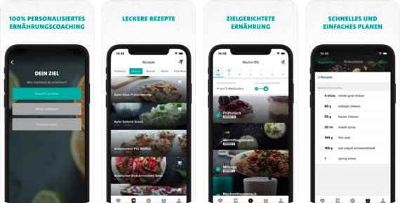 Screenshots aus der Freeletics Nutrition Fitness App