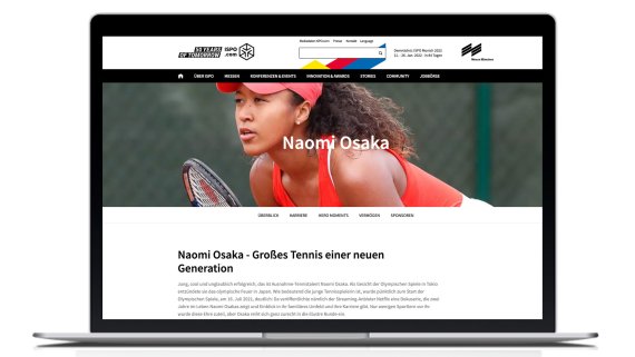 The hero page of Naomi Osaka on ISPO.com