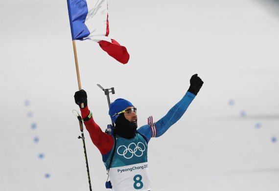 Biathlet Martin Fourcade, Frankreich, siegt in der Verfolgung in Pyeongchang