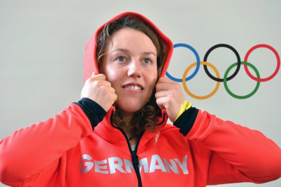 Laura Dahlmeier with the Germany hoodie which is also available for fans