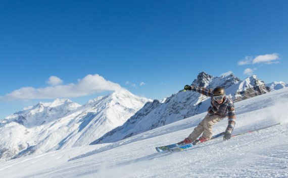 Saas-Fee, in the Canton of Valais, is surrounded by eleven mountains over four thousand meters tall.