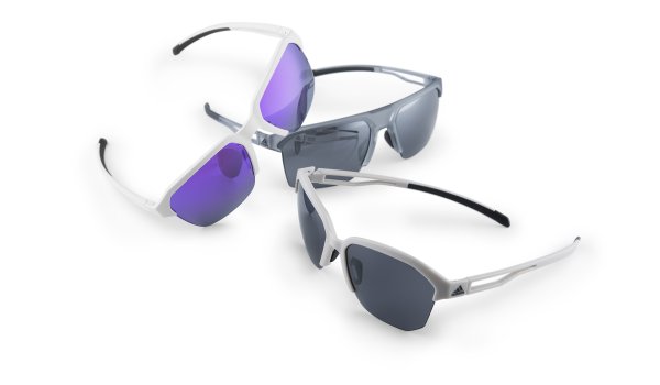 Die Wire SPX Serie von Adidas Sport Eyewear auf einen Blick: links hinten die Xpulsor, rechts daneben die Strivr und vorne die Exhale.