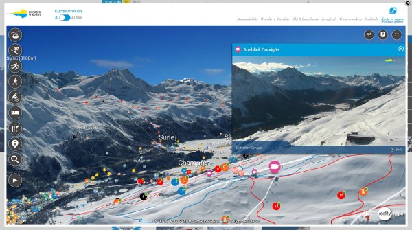 The ski area in St. Moritz can be explored completely digitally.